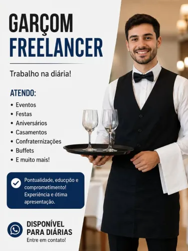 Garçom Freelancer | Disponível para Diárias