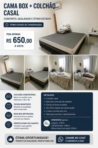 Vendo cama box casal com colchão