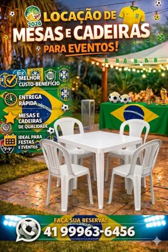 Mesas e cadeiras - locação