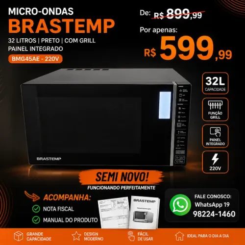 Micro-ondas Grill Brastemp BMG45A preto 32L