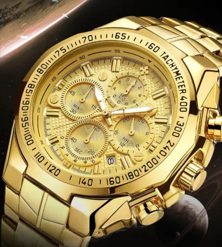 Relógio Dourado Masculino Ostentação