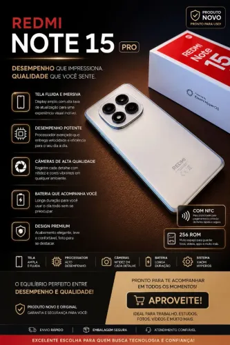 REDMI NOTE 15 PRO 4G 256/16(8+8) NOVO LACRADO