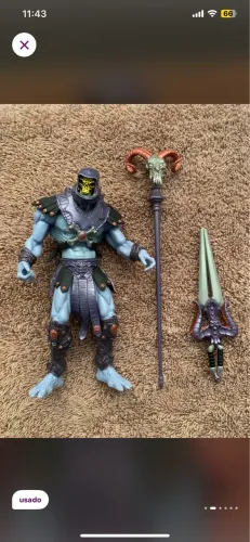 Action Figure boneco Esqueleto loose Mattel do He-Man com espada e cetro 