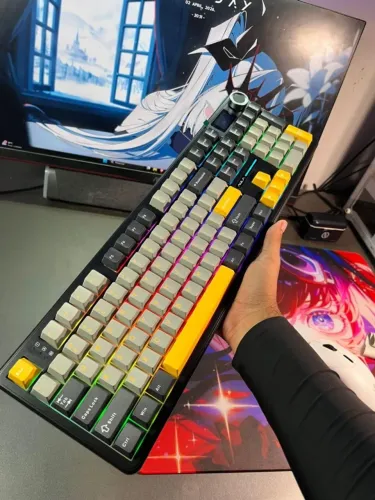 Teclado Mecânico AULA F108 PRO Tri-Mode 8000mah Tela LCD Switch Reaper - Novo