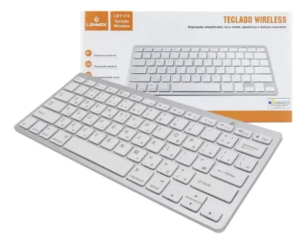 Teclado Slim Sem Fio Bluetooth Wireless Lehmox Ley-174 Cor De Teclado Branco Idioma Inglês
