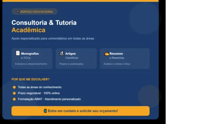 Consultoria Acadêmica - TCC, Monografia, Artigos, Resumos, etc.