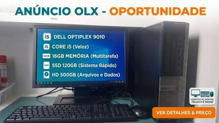 Computador Dell Optiplex i5 16GB RAM + SSD Completo