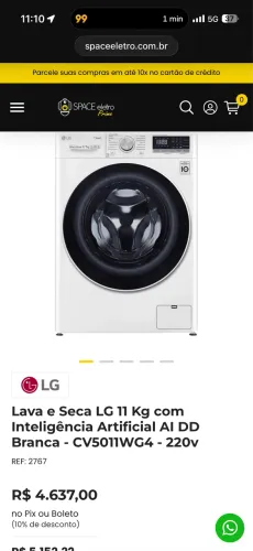 Máquina Lava e seca LG em perfeito estado de funcionamento