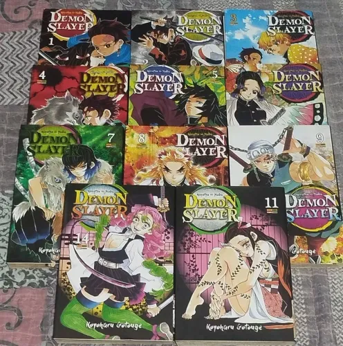 Mangá kimetsu no yaiba volumes 1 ao 9 , 11 e 14