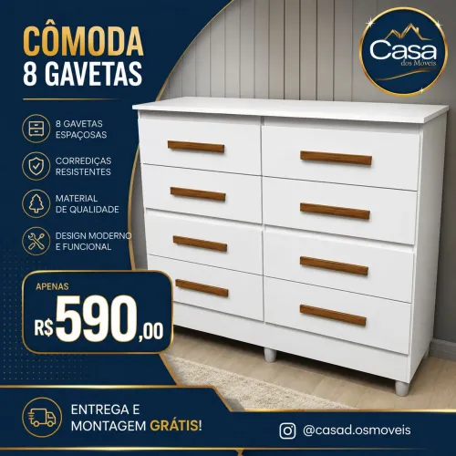 Cômoda Lite 8 gavetas 