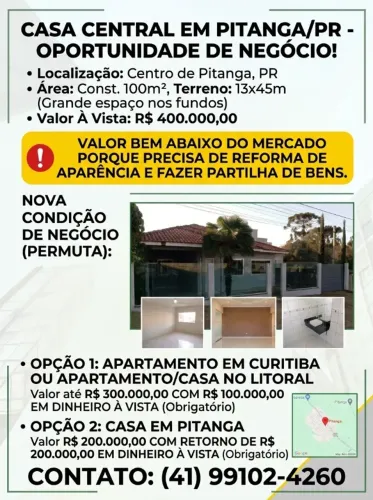 Casa à venda em Pitanga/PR
