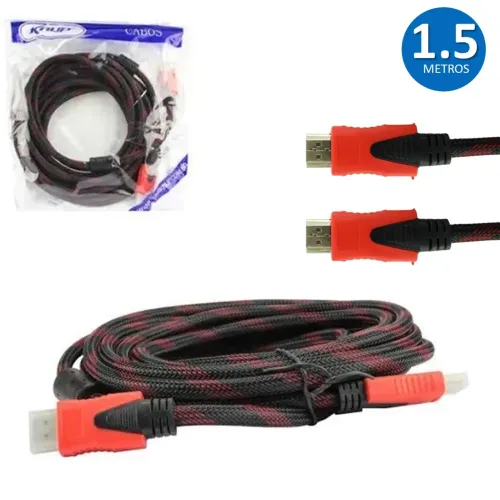 Cabo HDMI de 1.5 Metros 1.4 em Malha - Knup