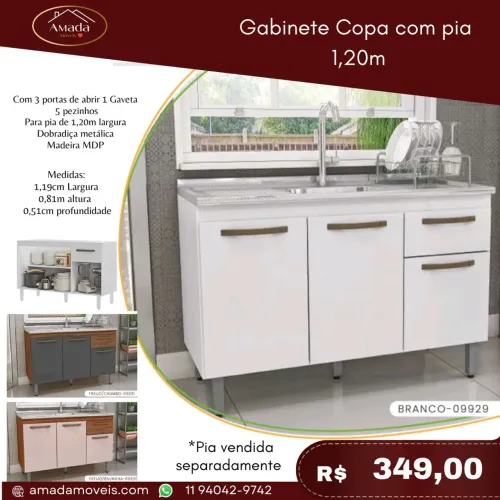Gabinete copa 1,20m , à pronta entrega 