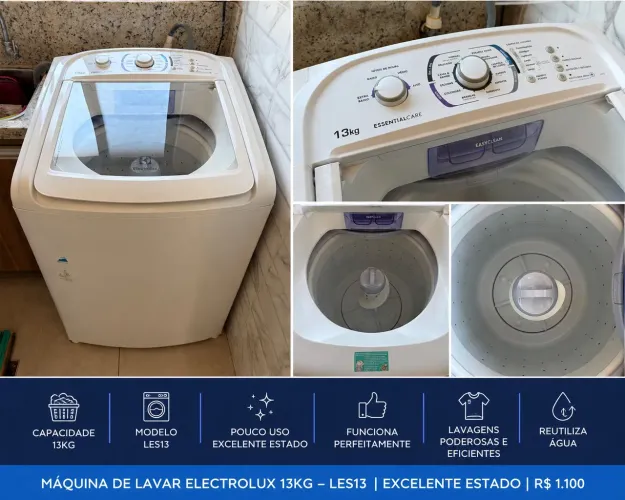 Máquina de Lavar Electrolux 13kg LES13 - Excelente Estado | Pouco Uso