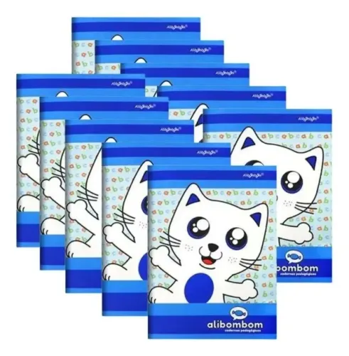Caderno Alibombom Brochurão Azul 60 Folhas 31x21,5 Cm