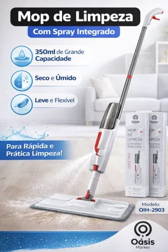 Mop de limpeza com spray integrado