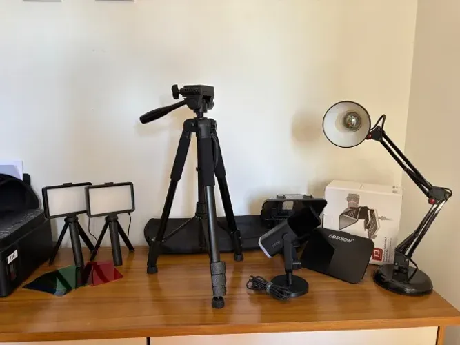 KIT YOUTUBER - microfone, tripe, iluminação e teleprompter