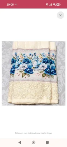 Jogo de Toalhas Lavabo e Rosto Floral Azul