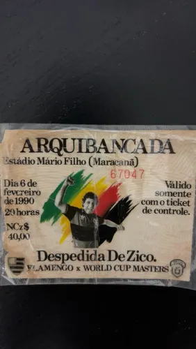 Ingresso Antigo Jogo Despedida do Zico Maracanã 1990 - Flamengo