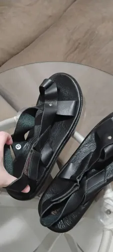 Sandália de couro masculina Malbork preta e marrom excelente estado original