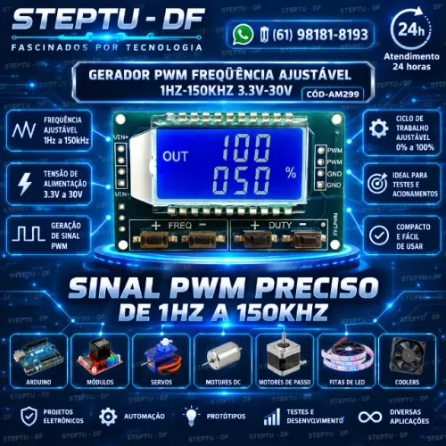 Gerador Pwm Freqüência Ajustável 1hz-150khz 3.3v-30v Arduino Automação Robotica COD-AM299