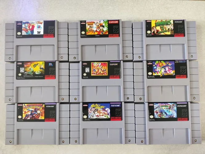 Lote 9 fitas/cartuchos repro de Super Nintendo