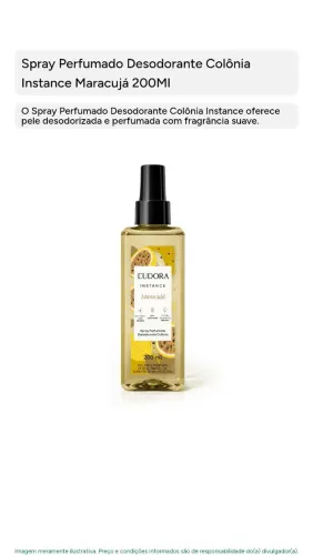 Body Splash Eudora Maracujá, Fragrância Frutal