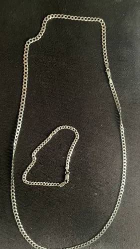 Corda e pulseira de prata 4mm