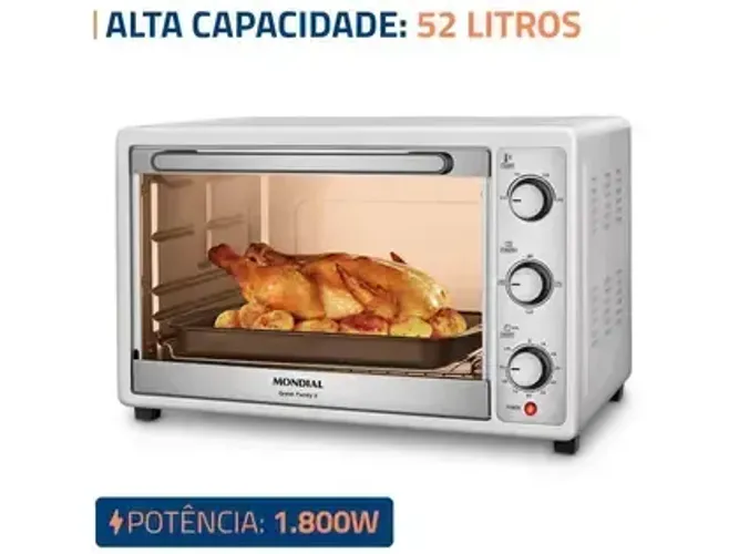 MONDIAL Forno Elétrico 52L Grand Family II, Branco/Inox, 1800W,