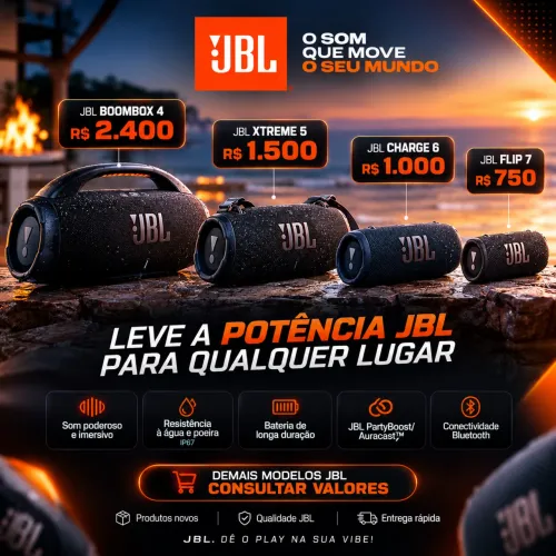 Caixas JBL Boombox, Xtreme, Charge, Flip