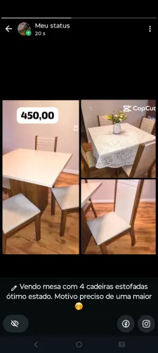 Mesa de jantar com 4 cadeiras