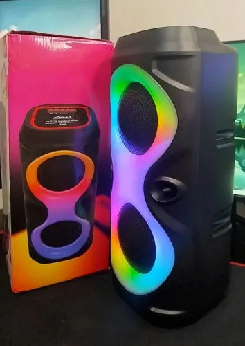 Caixa de Som Karaokê Bluetooth 50W Portátil LED RGB