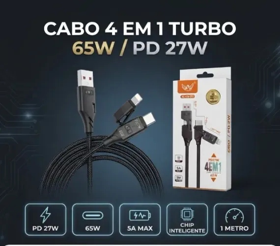 CABO TURBO 4 EM 1 ALTOMEX 65W / PD 27W (AL-478-2T2)