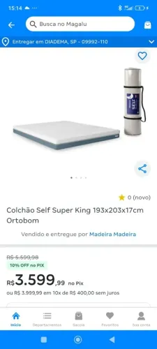 Colchão self super King Ortobom, novo 