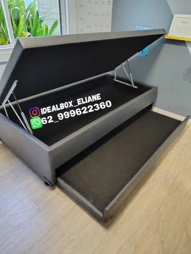 Box baú solteiro c/ auxiliar pra encaixar colchão 