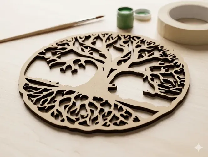 Mandala Árvore Da Vida Em Mdf Cru 18x18cm 3mm Artesanato