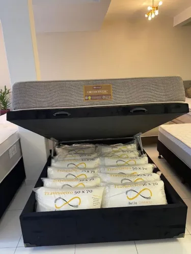 Cama de Casal BAÚ COM COLCHÃO FIRME NOVO - Entrego!