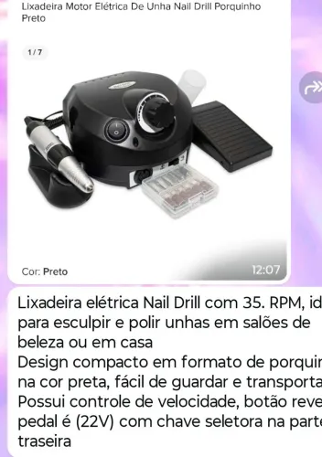 Lixadeira de unha elétrica 