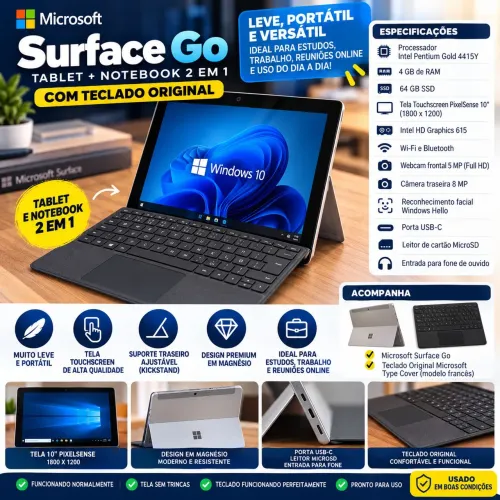 Microsoft Surface Go + Teclado Original | 4GB RAM | 64GB SSD