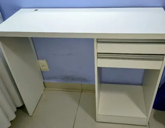 Mesa Escrivaninha Home Office Estudos Branca Gavetas Nicho Mesa de Estudos Organização