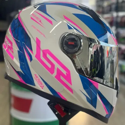 Capacete LS2 FF358 DRAZE BRANCO E ROSA 12X CARTÃO OU 6X CREDIARIO