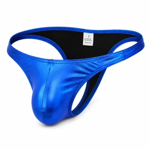 Tanga masculina cavada cor azul metálico corte moderno tamanho P