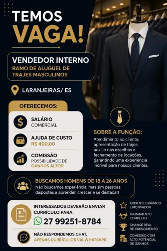 Vaga Vendedor (homem) Serra - ES
