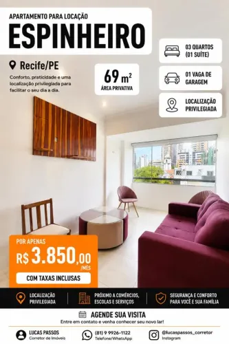 Espinheiro | Semi-mobiliado | R$ 3.850,00 | Locação