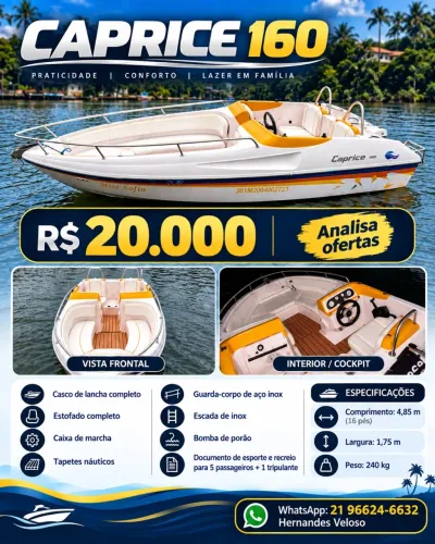 Lancha Caprice 160 Passeio e Pesca