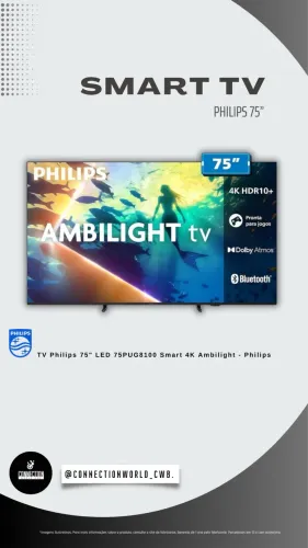TV Philips 75" LED 75PUG8100 Smart 4K Ambilight - Philips 