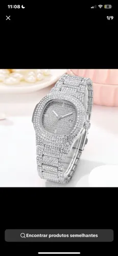 Relógio Masculino Prata Cravejado em Pedras - Luxo e Estilo