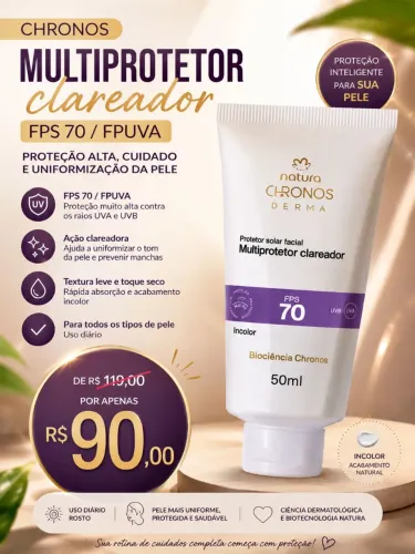 Protetor solar com clareador incolor natura
