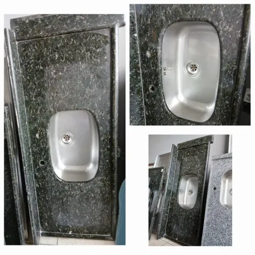 Pia Marmore Cozinha 157,5 x 60 com frontão  Verde Ubatuba