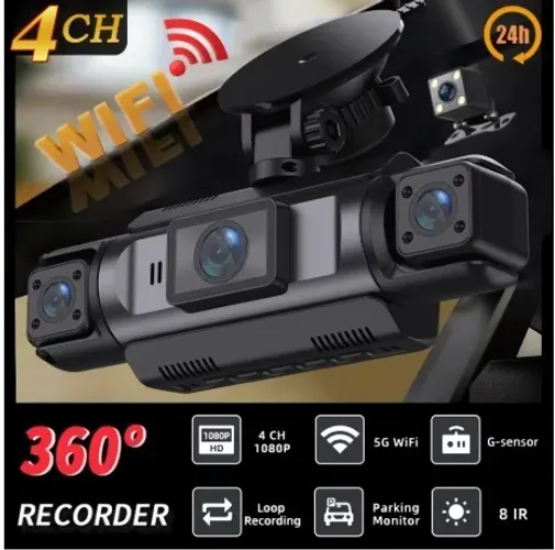 Câmera do carro condução dvr fhd 1080p frente esquerda direita traseira visão noturna loop